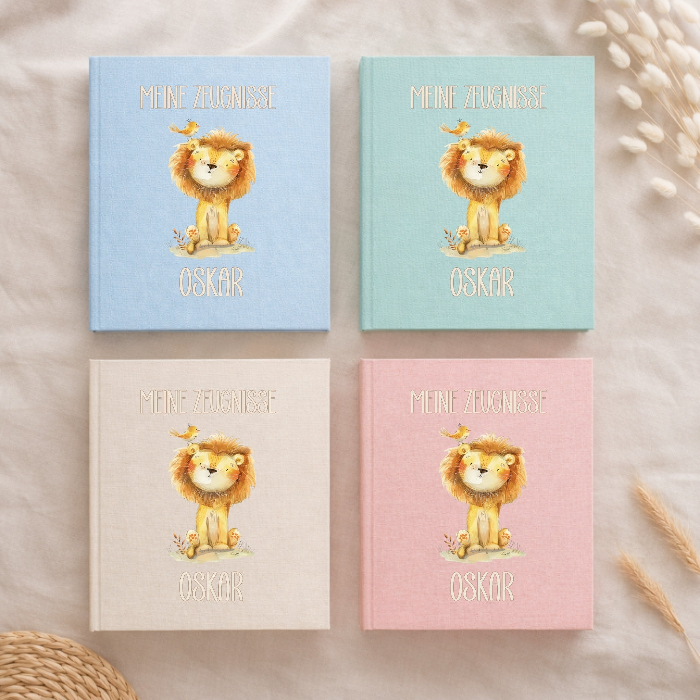 Zeugnismappe sanfte Tiermotive personalisiert A4