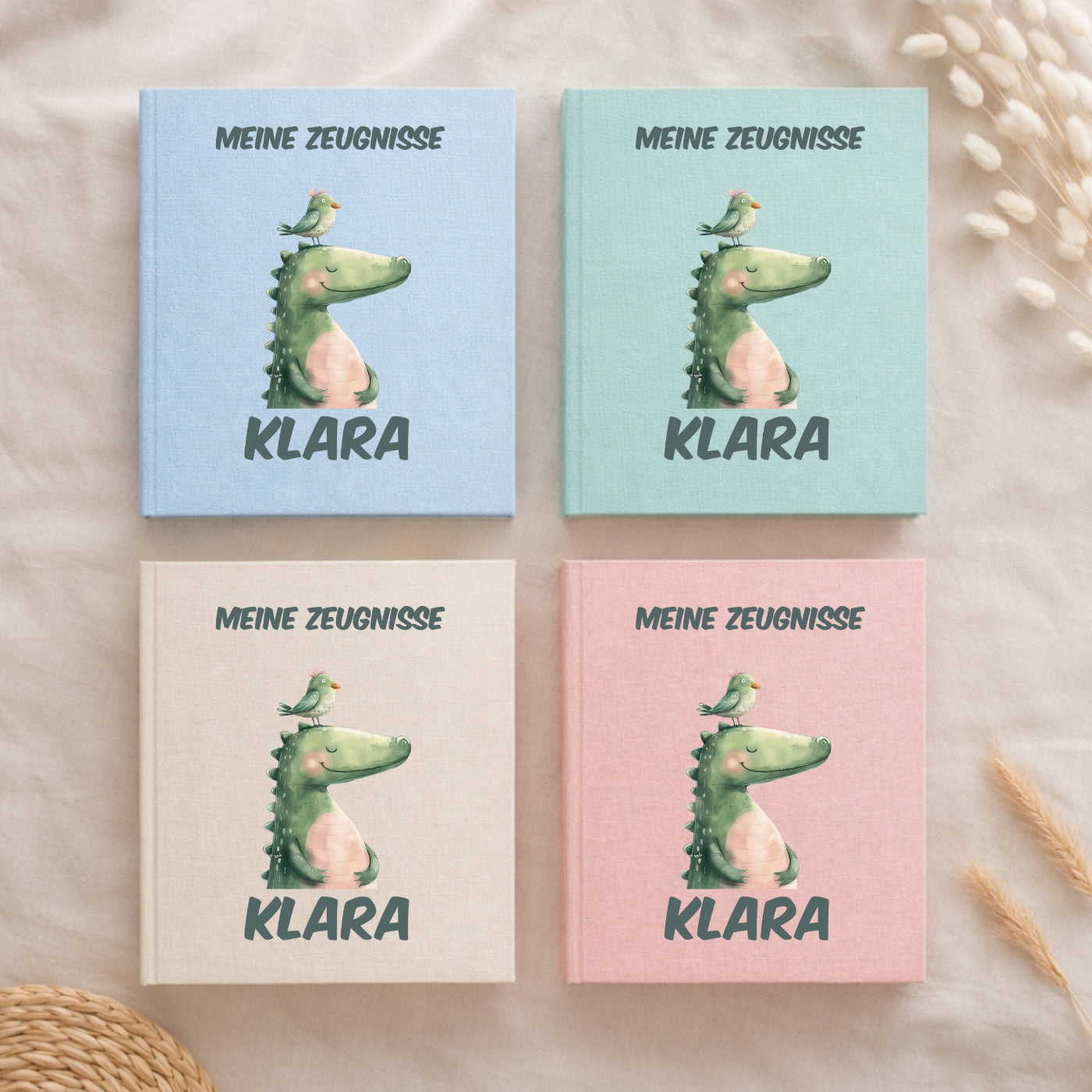 Zeugnismappe bunte Tiermotive personalisiert A4
