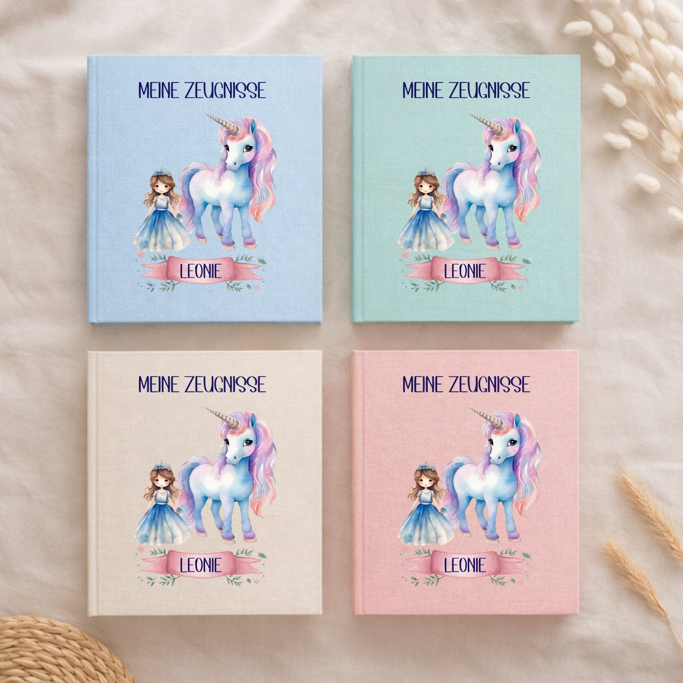 Zeugnismappe Einhorn personalisiert A4