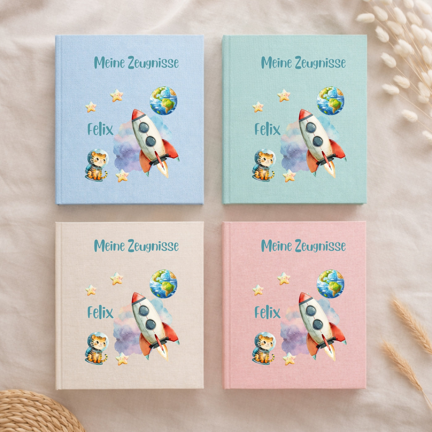 Zeugnismappe Weltall personalisiert A4
