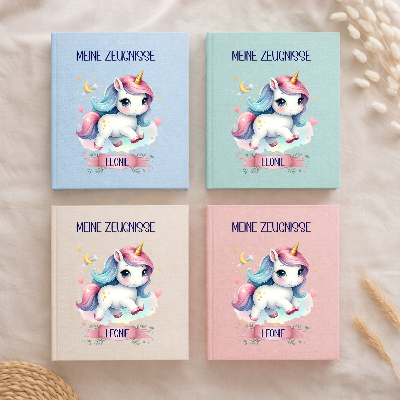 Zeugnismappe Einhorn personalisiert A4