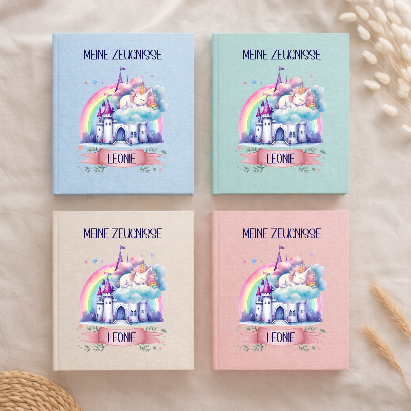 Zeugnismappe Einhorn personalisiert A4