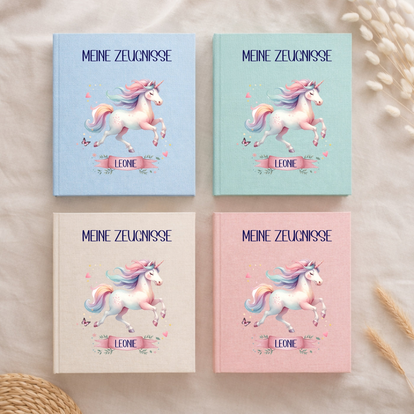 Zeugnismappe Einhorn personalisiert A4