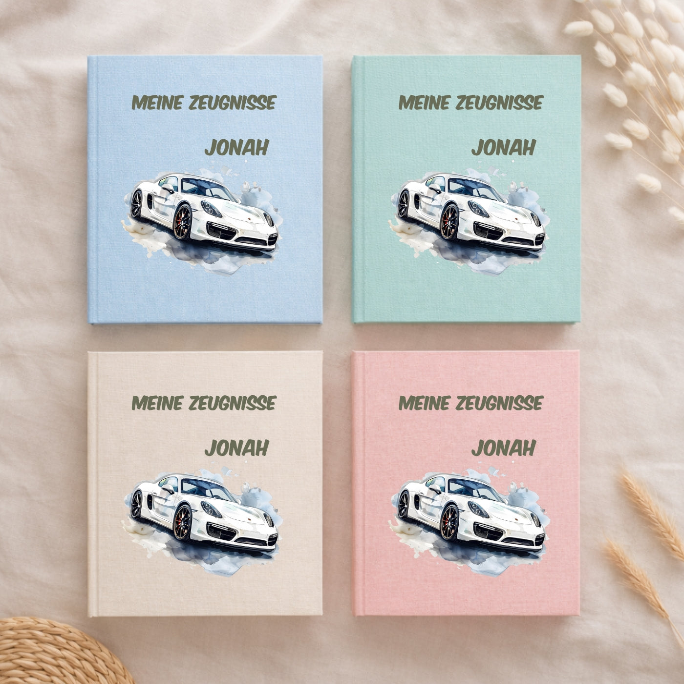 Zeugnismappe Auto & Rennwagen personalisiert A4