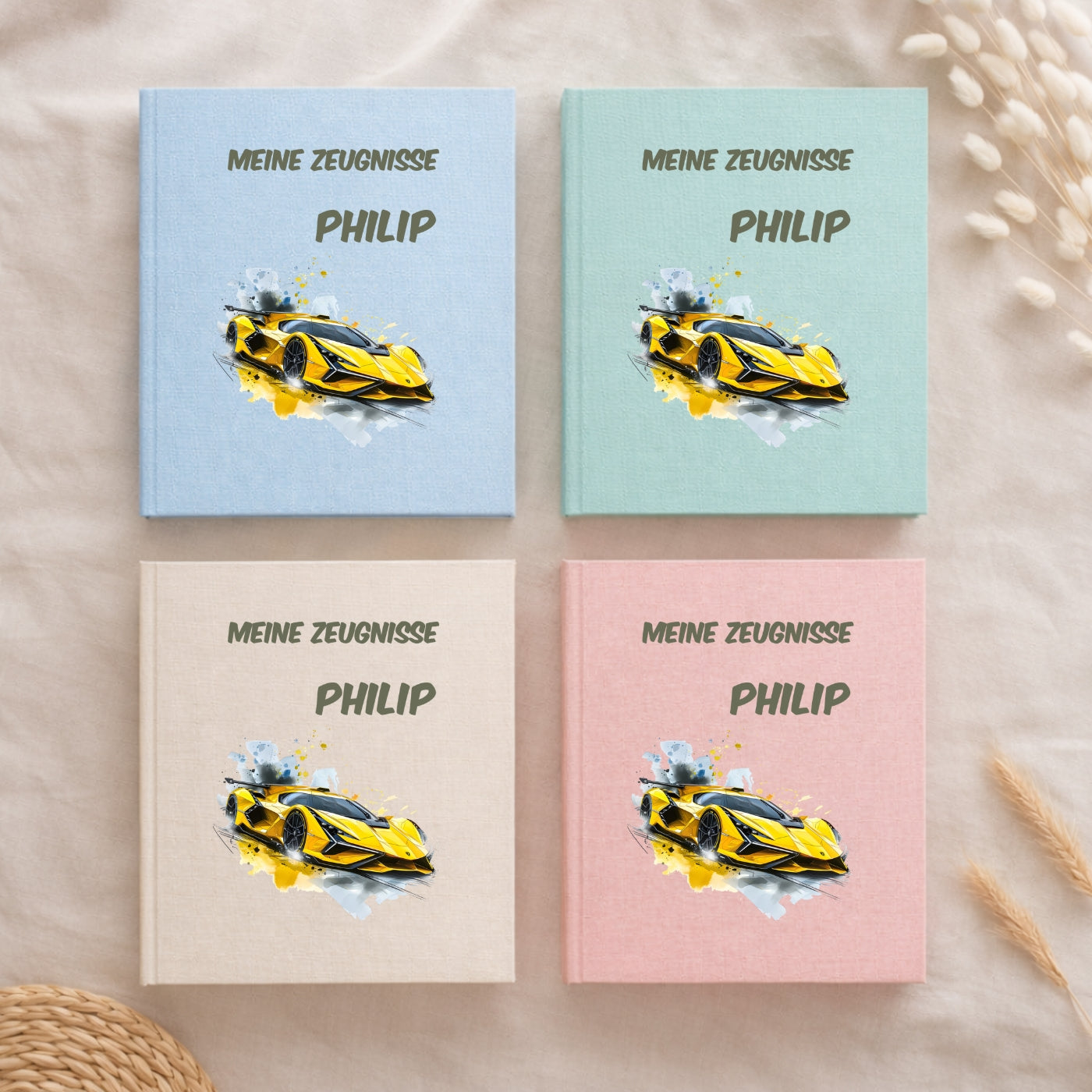 Zeugnismappe Auto & Rennwagen personalisiert A4