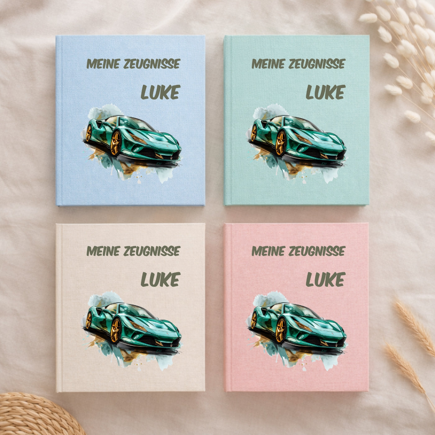 Zeugnismappe Auto & Rennwagen personalisiert A4