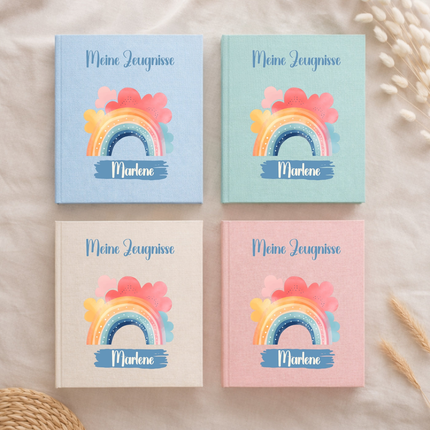 Zeugnismappe Regenbogen personalisiert A4