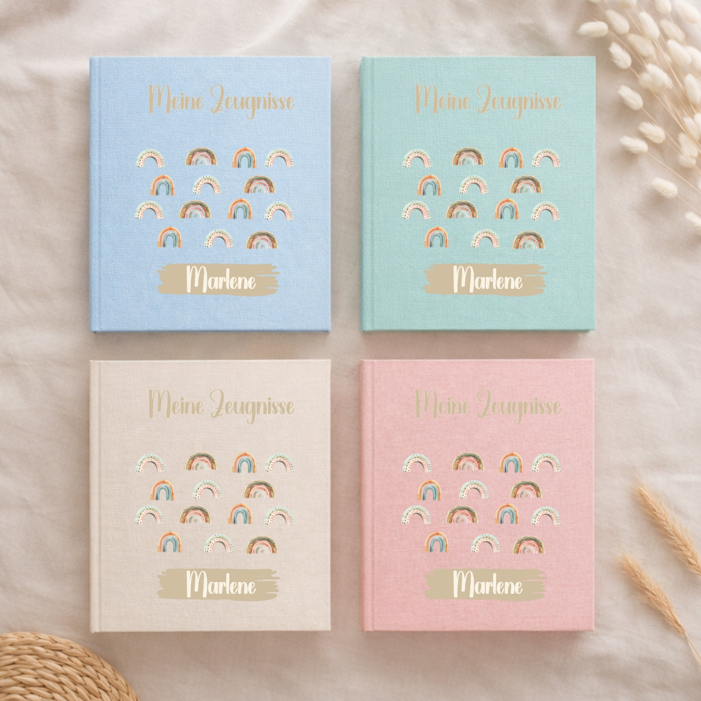 Zeugnismappe Regenbogen personalisiert A4