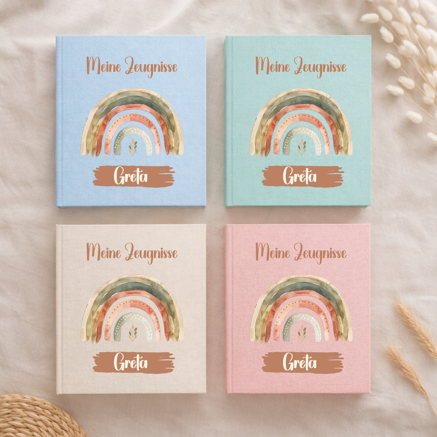 Zeugnismappe Regenbogen personalisiert A4