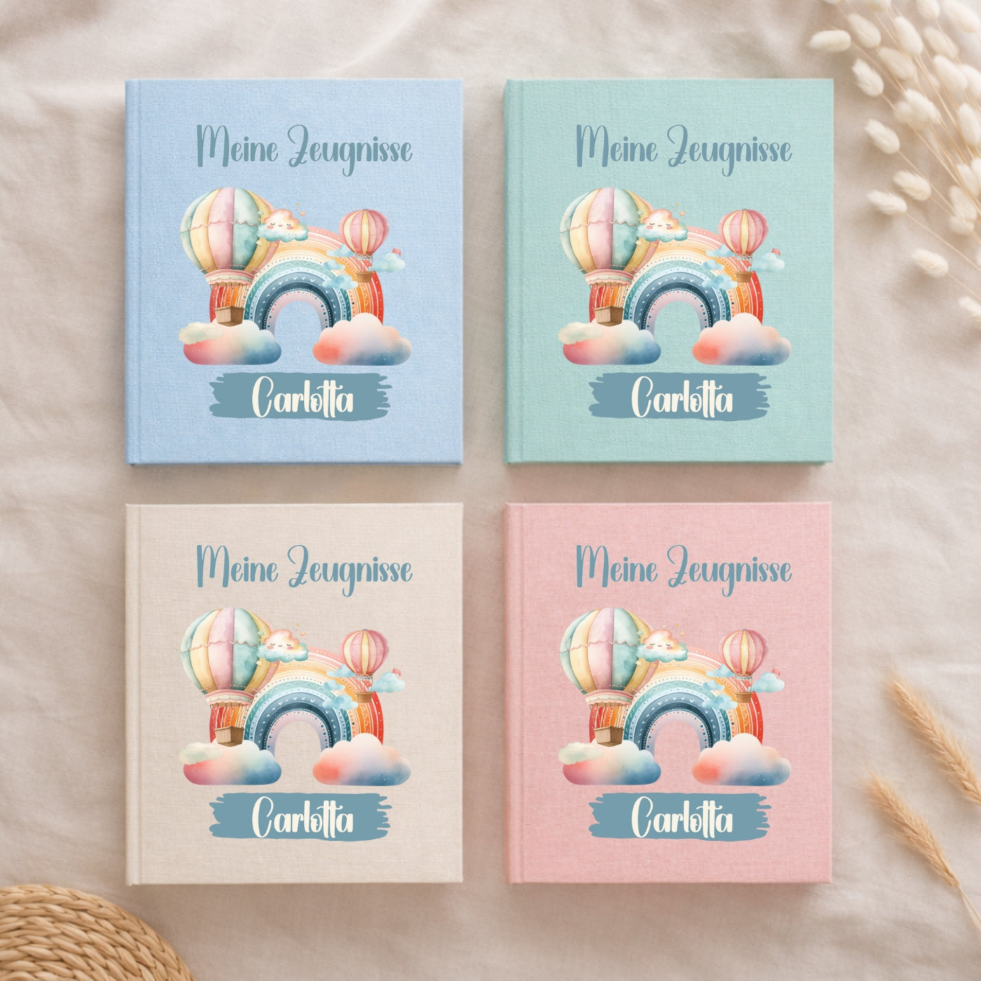 Zeugnismappe Regenbogen personalisiert A4