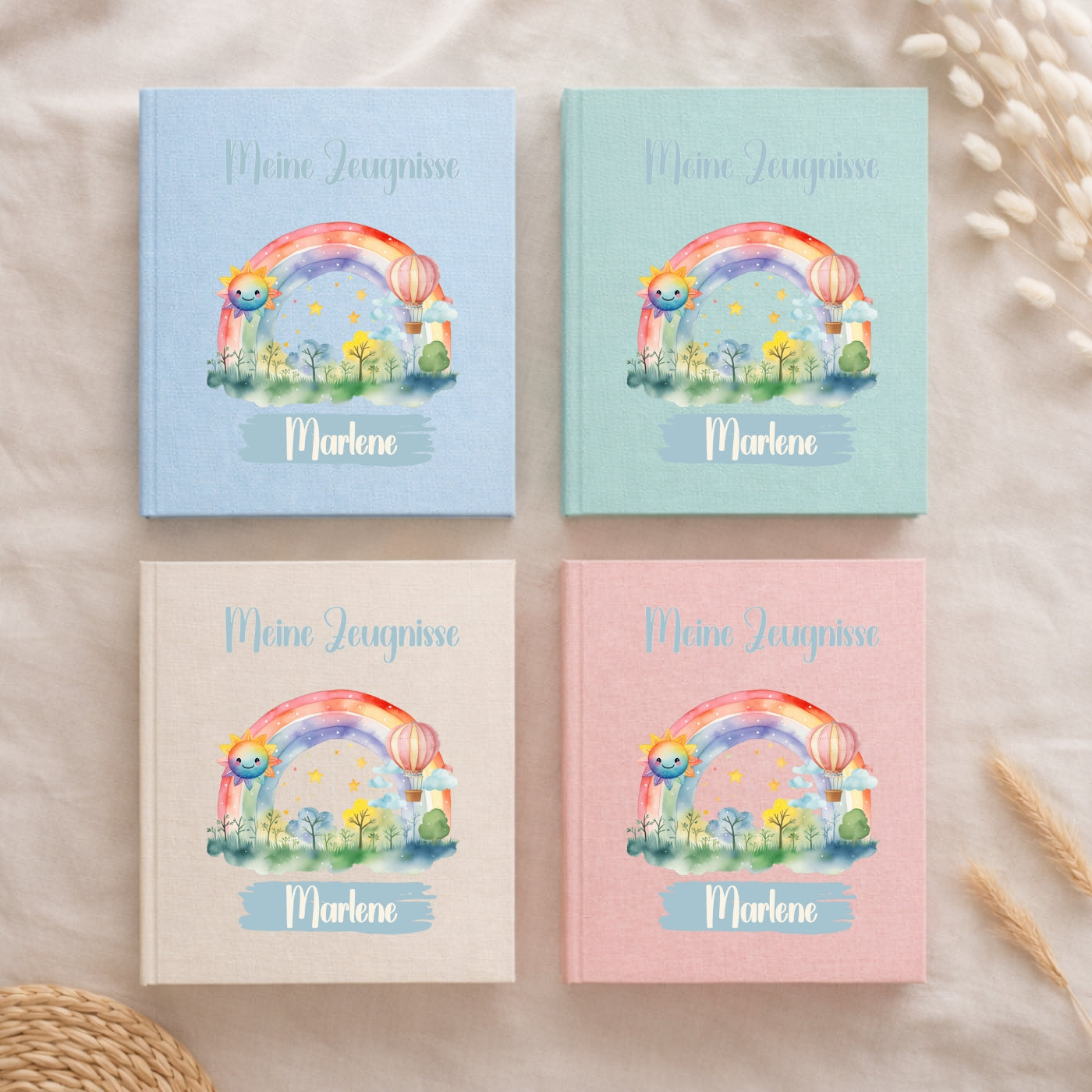 Zeugnismappe Regenbogen personalisiert A4