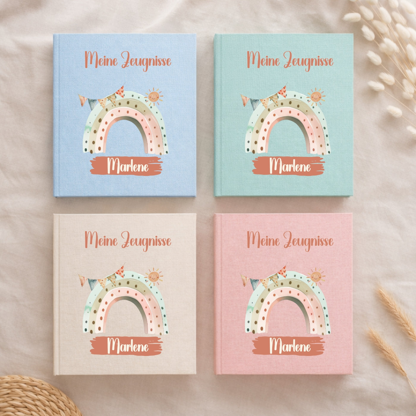 Zeugnismappe Regenbogen personalisiert A4