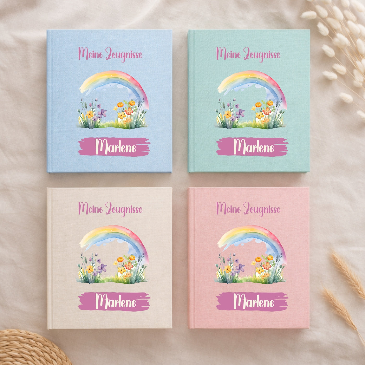 Zeugnismappe Regenbogen personalisiert A4
