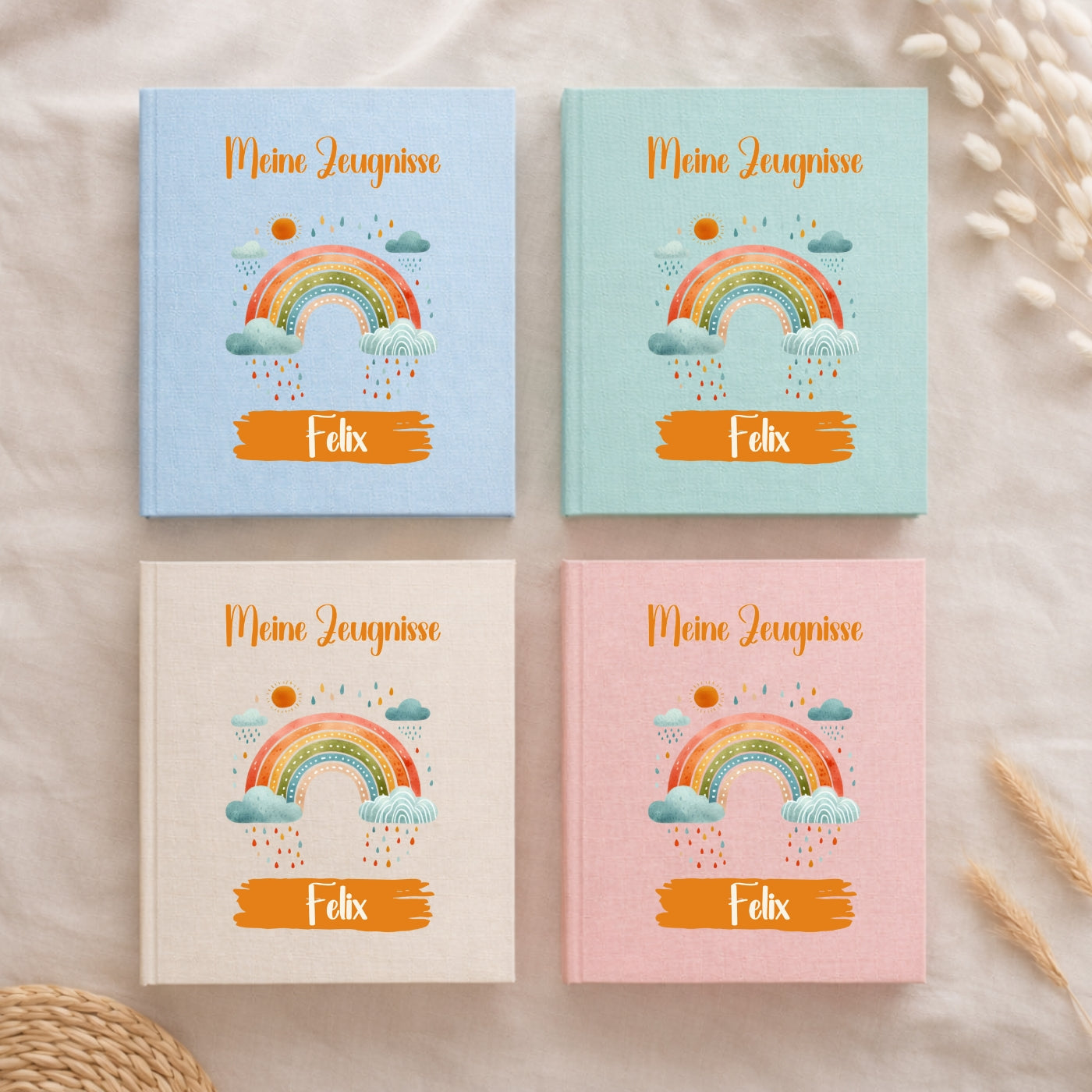 Zeugnismappe Regenbogen personalisiert A4