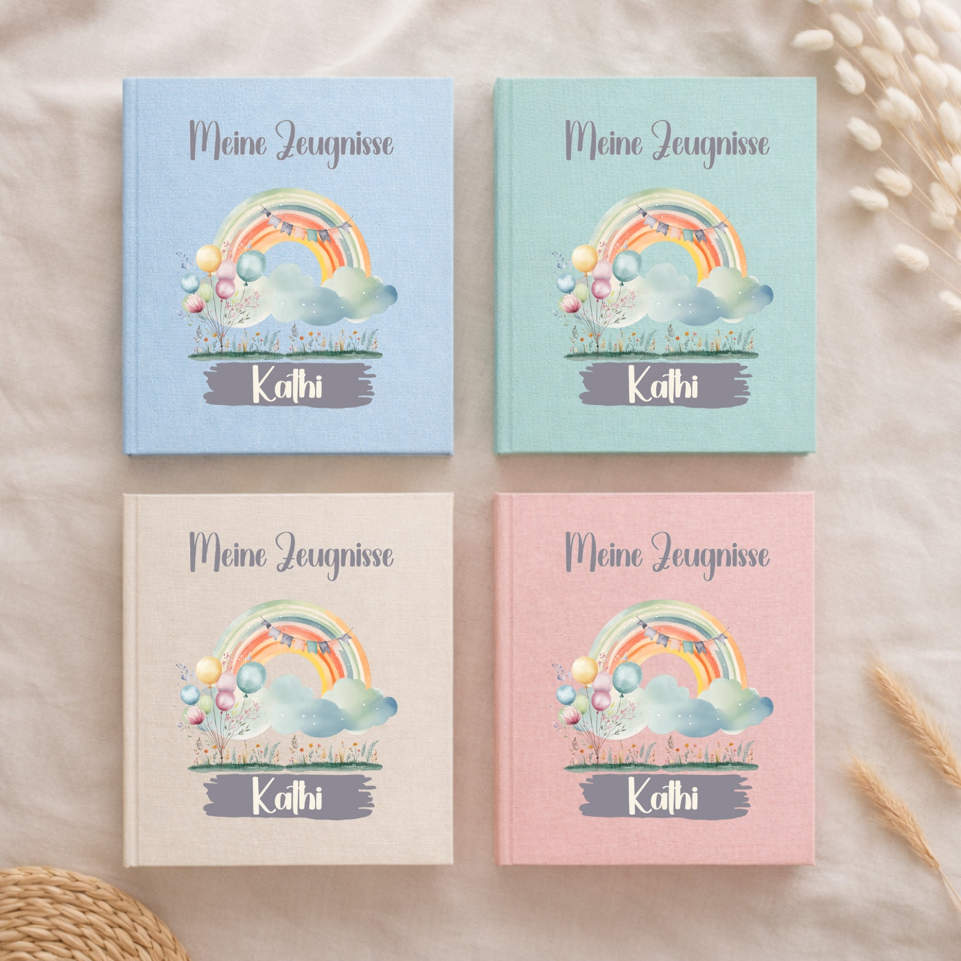 Zeugnismappe Regenbogen personalisiert A4