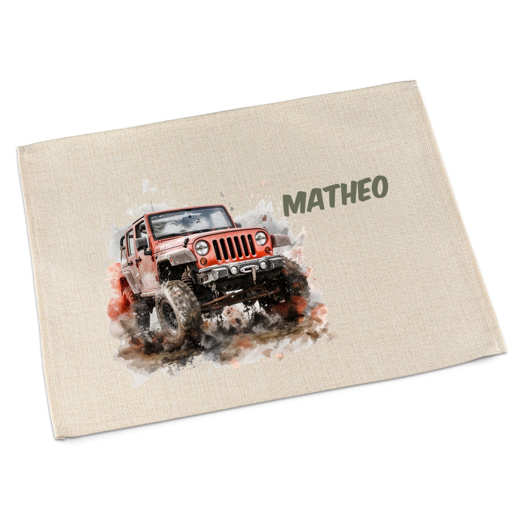 Tischset Auto – personalisiertes Platzdeckchen Kinder abwaschbar & waschbar