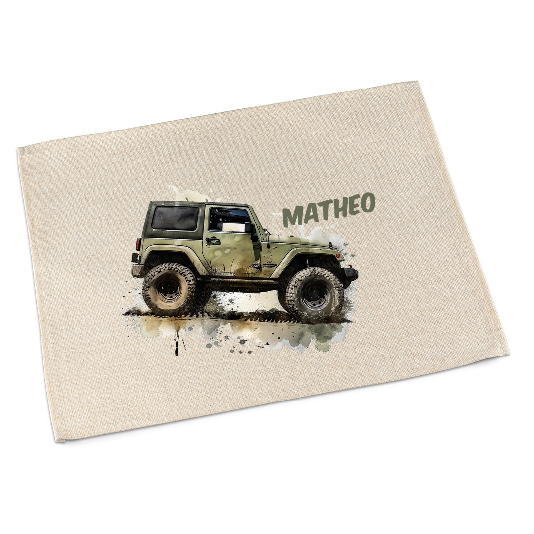 Tischset Auto – personalisiertes Platzdeckchen Kinder abwaschbar & waschbar