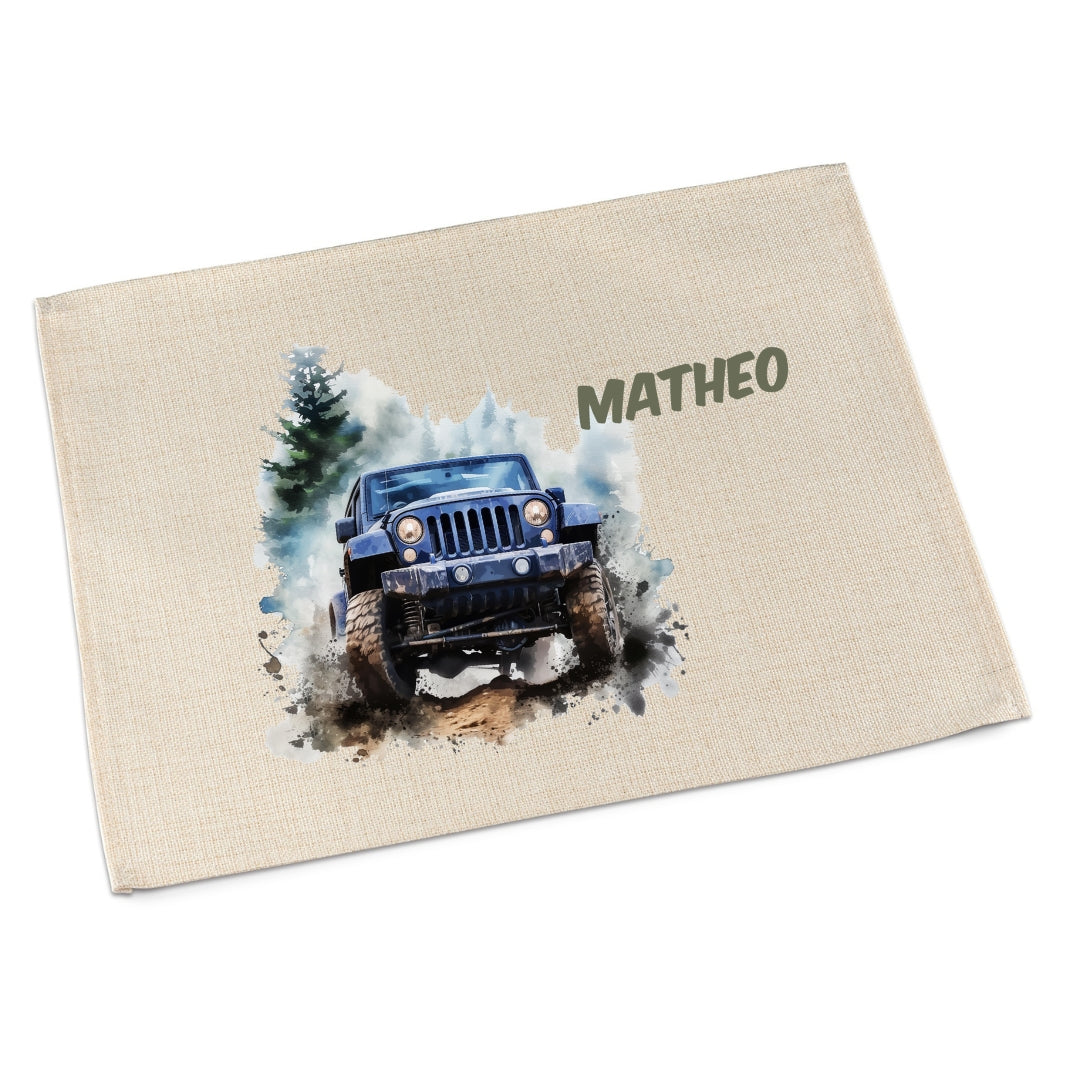 Tischset Auto – personalisiertes Platzdeckchen Kinder abwaschbar & waschbar
