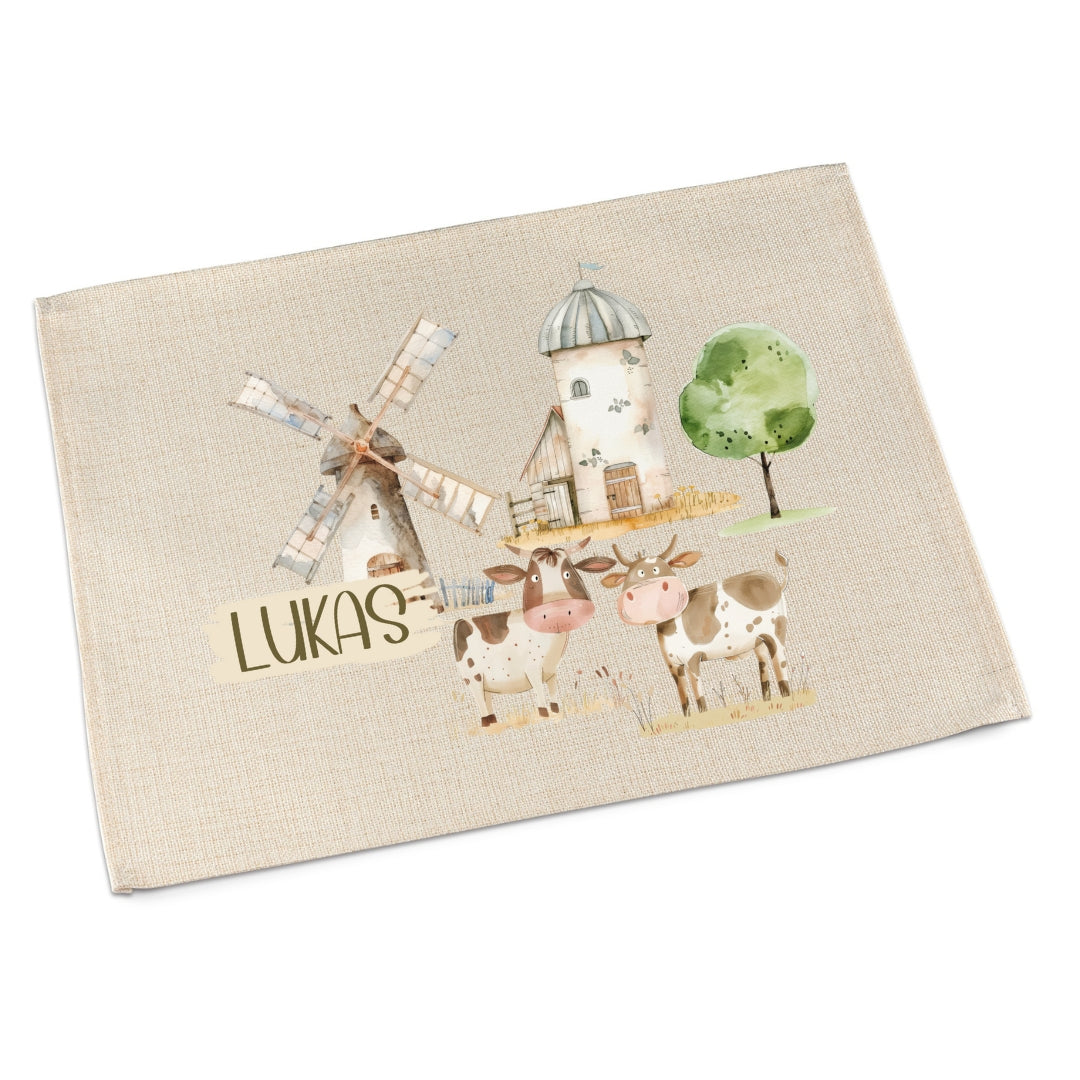 Tischset Bauernhof – personalisiertes Platzdeckchen Kinder abwaschbar & waschbar