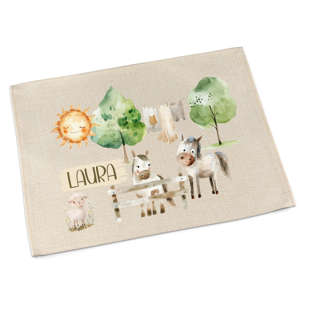 Tischset Bauernhof – personalisiertes Platzdeckchen Kinder abwaschbar & waschbar