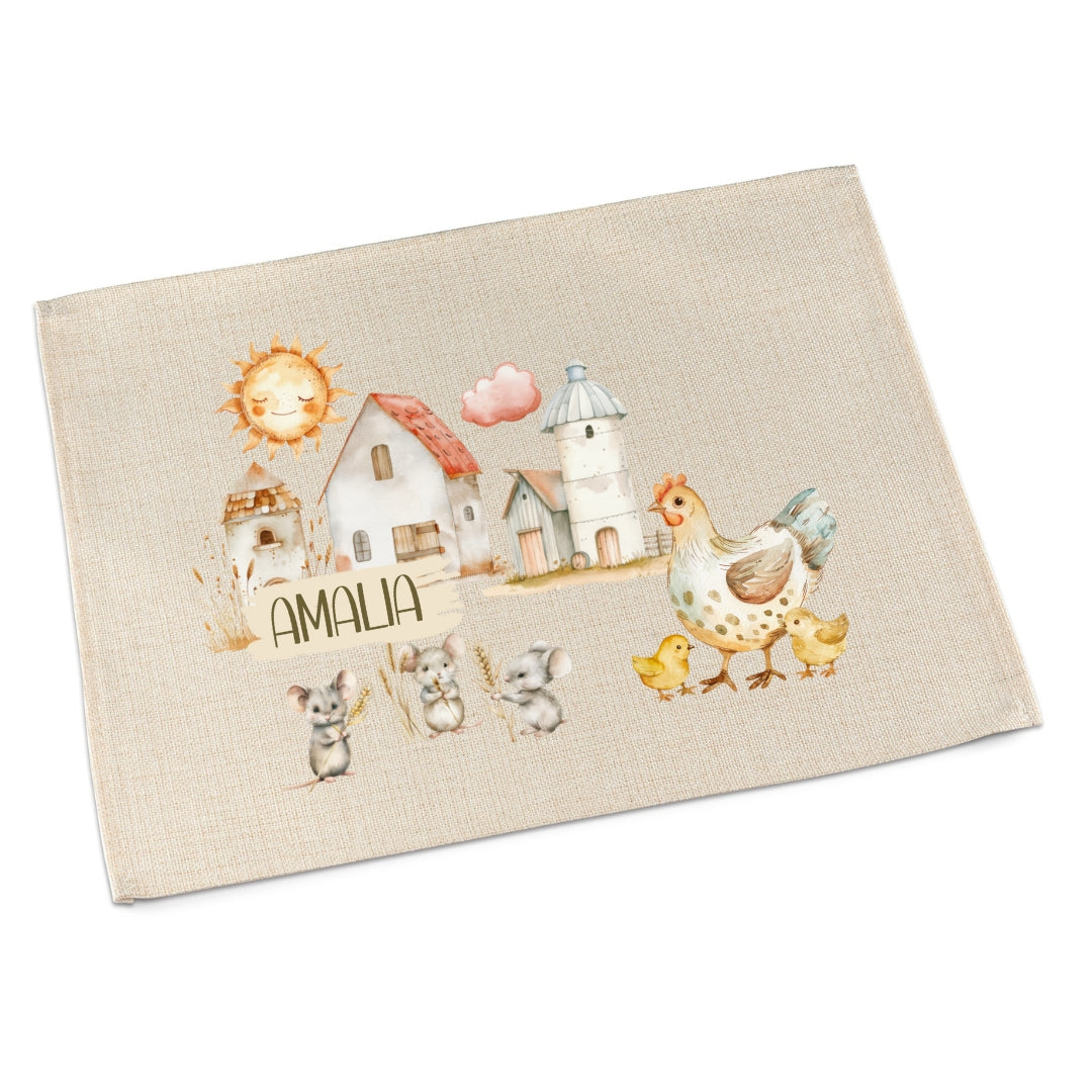 Tischset Bauernhof – personalisiertes Platzdeckchen Kinder abwaschbar & waschbar