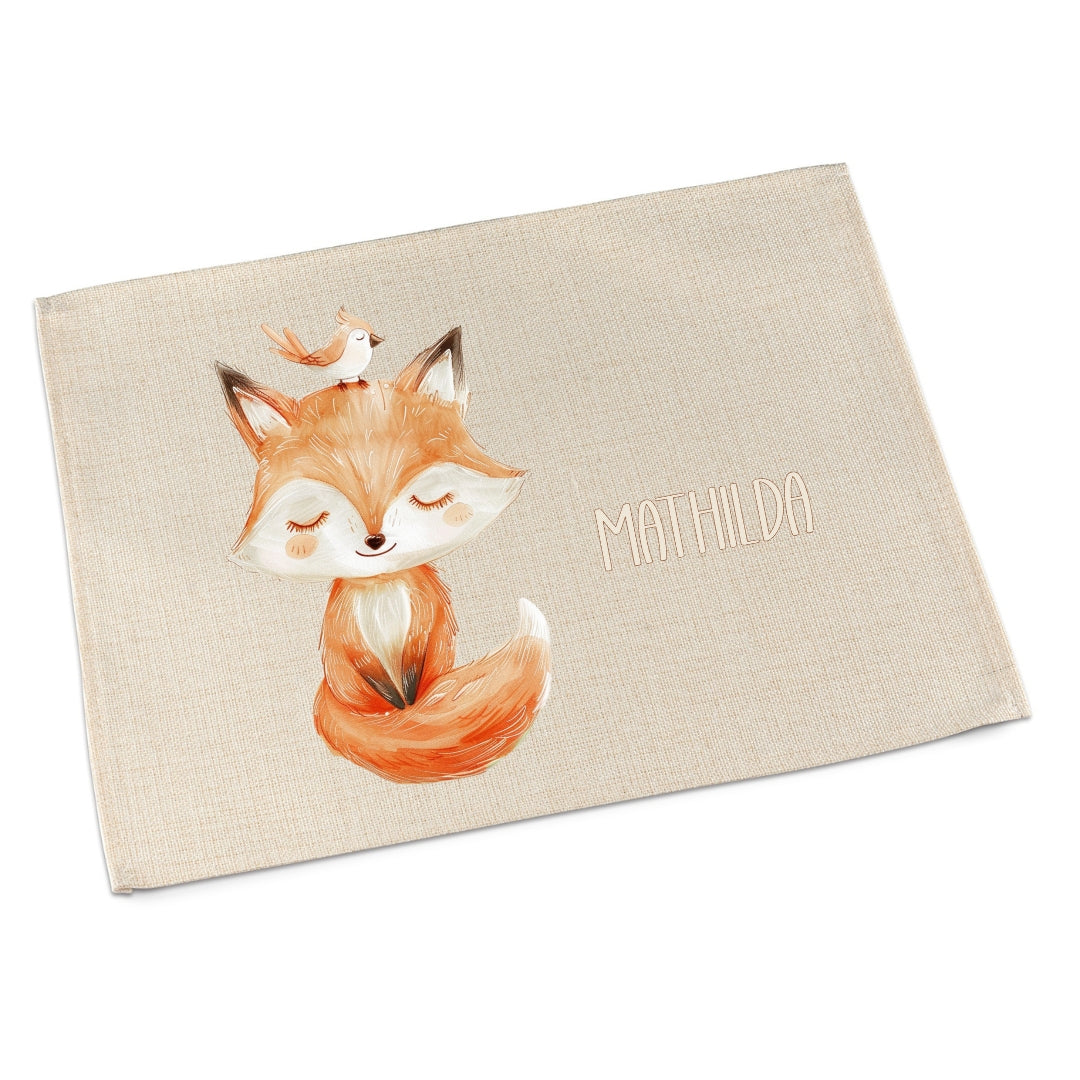 Platzdeckchen Kinder abwaschbar – personalisiertes Tischset Löwe & Fuchs