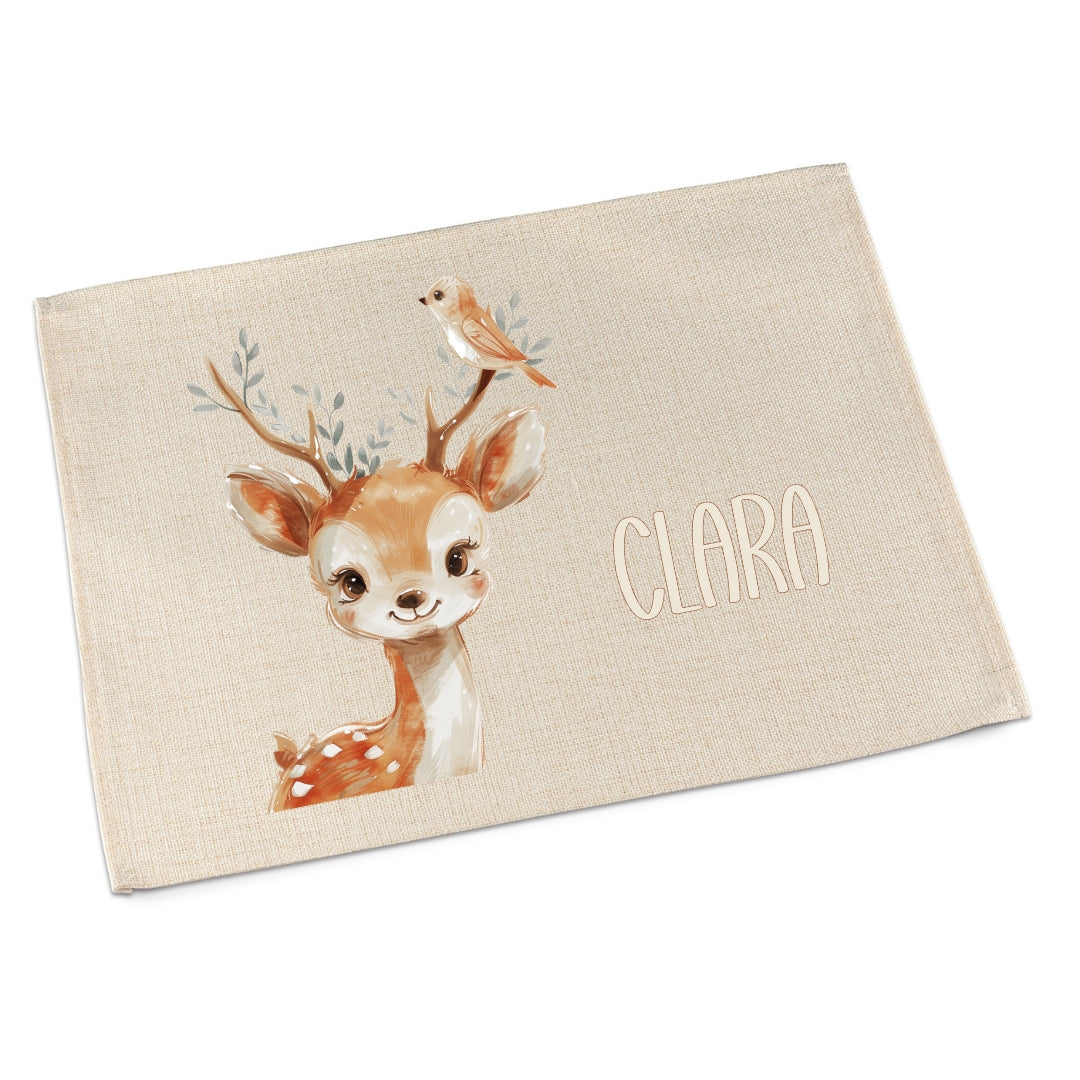 Platzdeckchen Kinder abwaschbar – personalisiertes Tischset Löwe & Fuchs