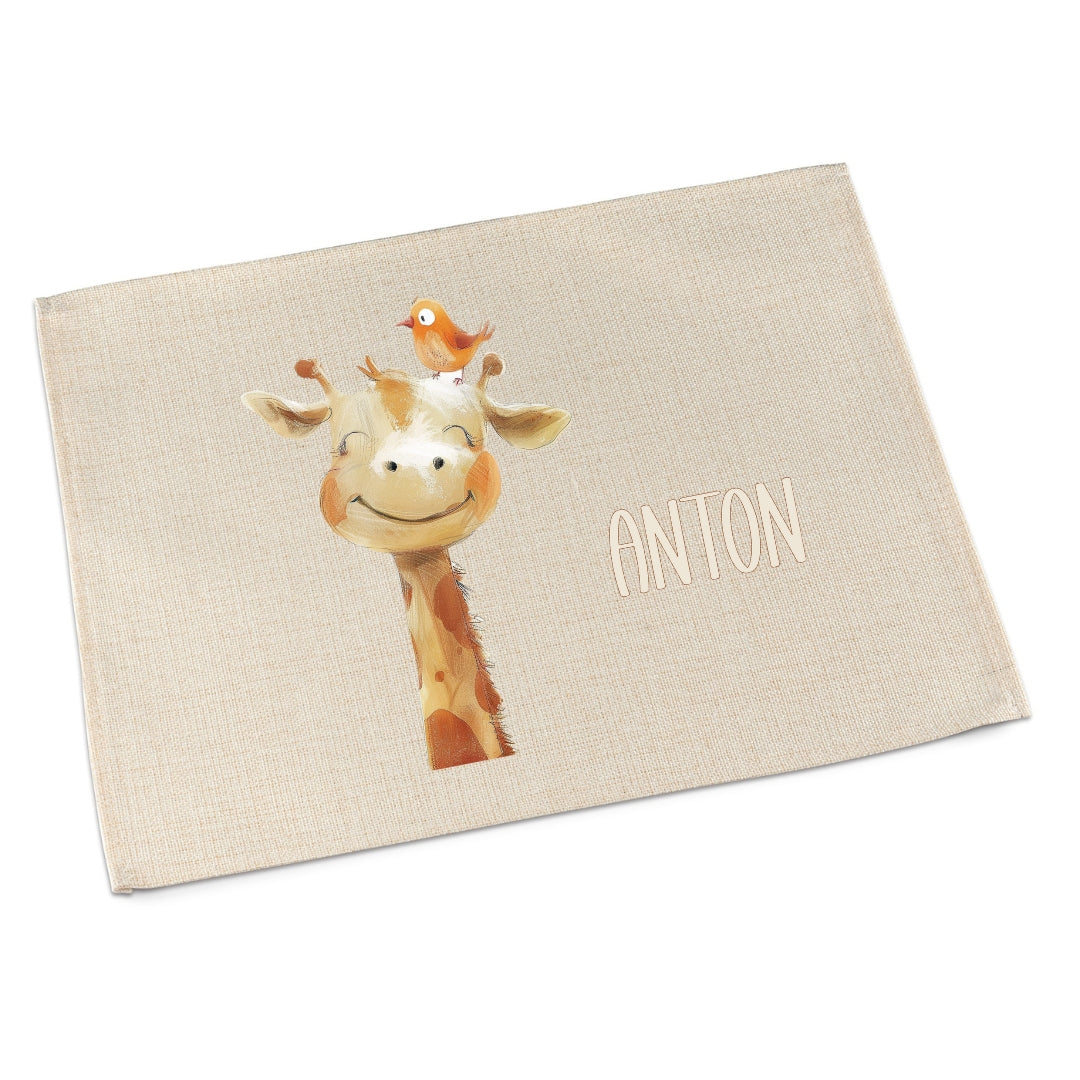Platzdeckchen Kinder abwaschbar – personalisiertes Tischset Löwe & Fuchs
