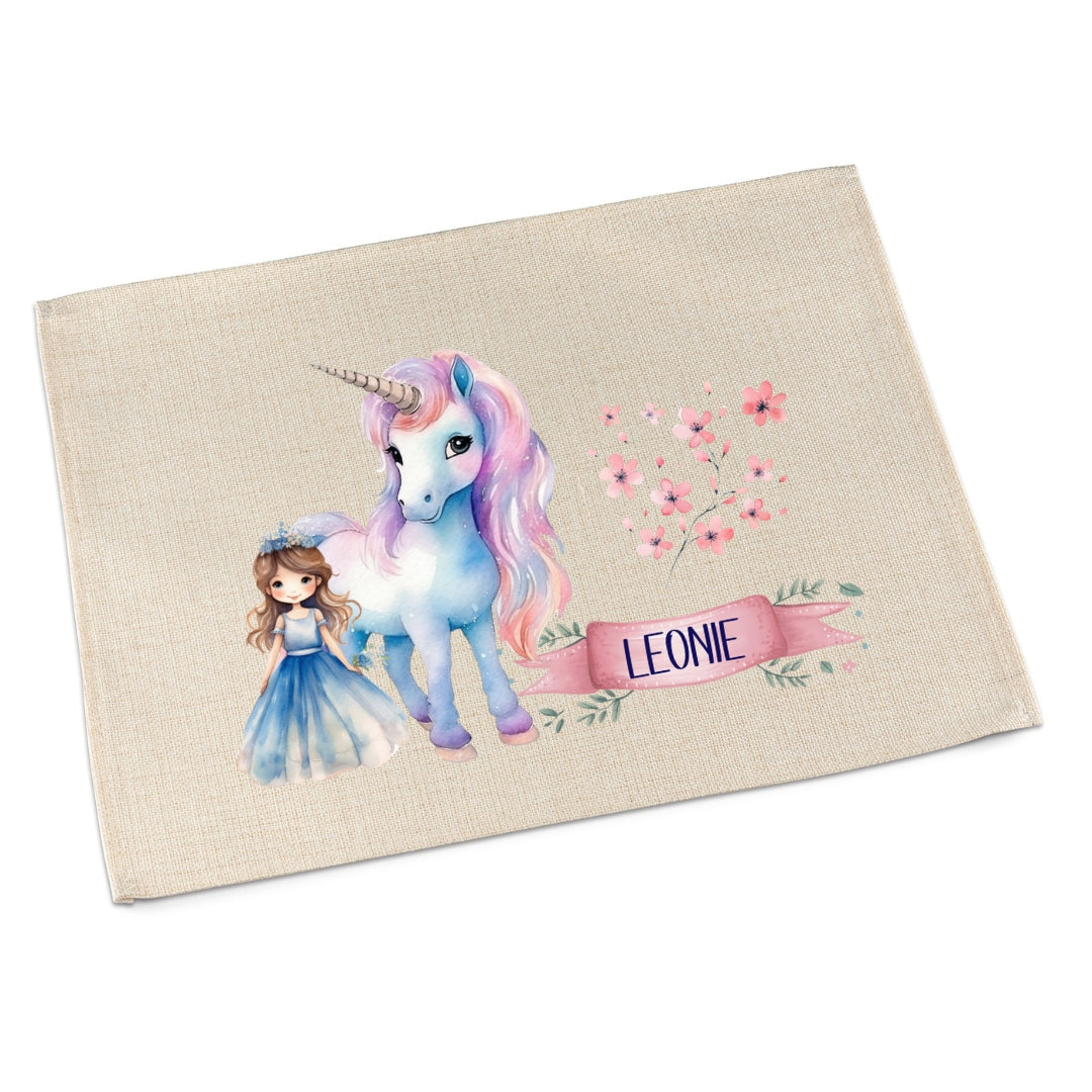 Platzdeckchen Einhorn personalisiert – abwaschbar & waschbar für Kinder