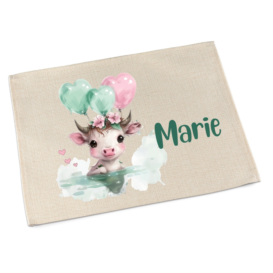 Personalisierbares Platzdeckchen Kinder – Koala, Katze & Schildkröte, waschbar