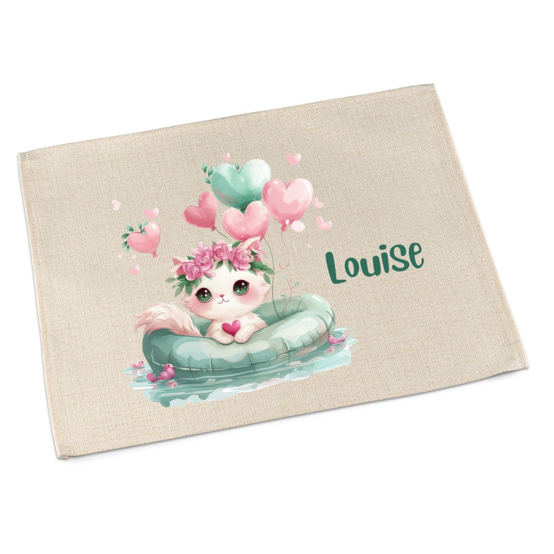 Personalisierbares Platzdeckchen Kinder – Koala, Katze & Schildkröte, waschbar