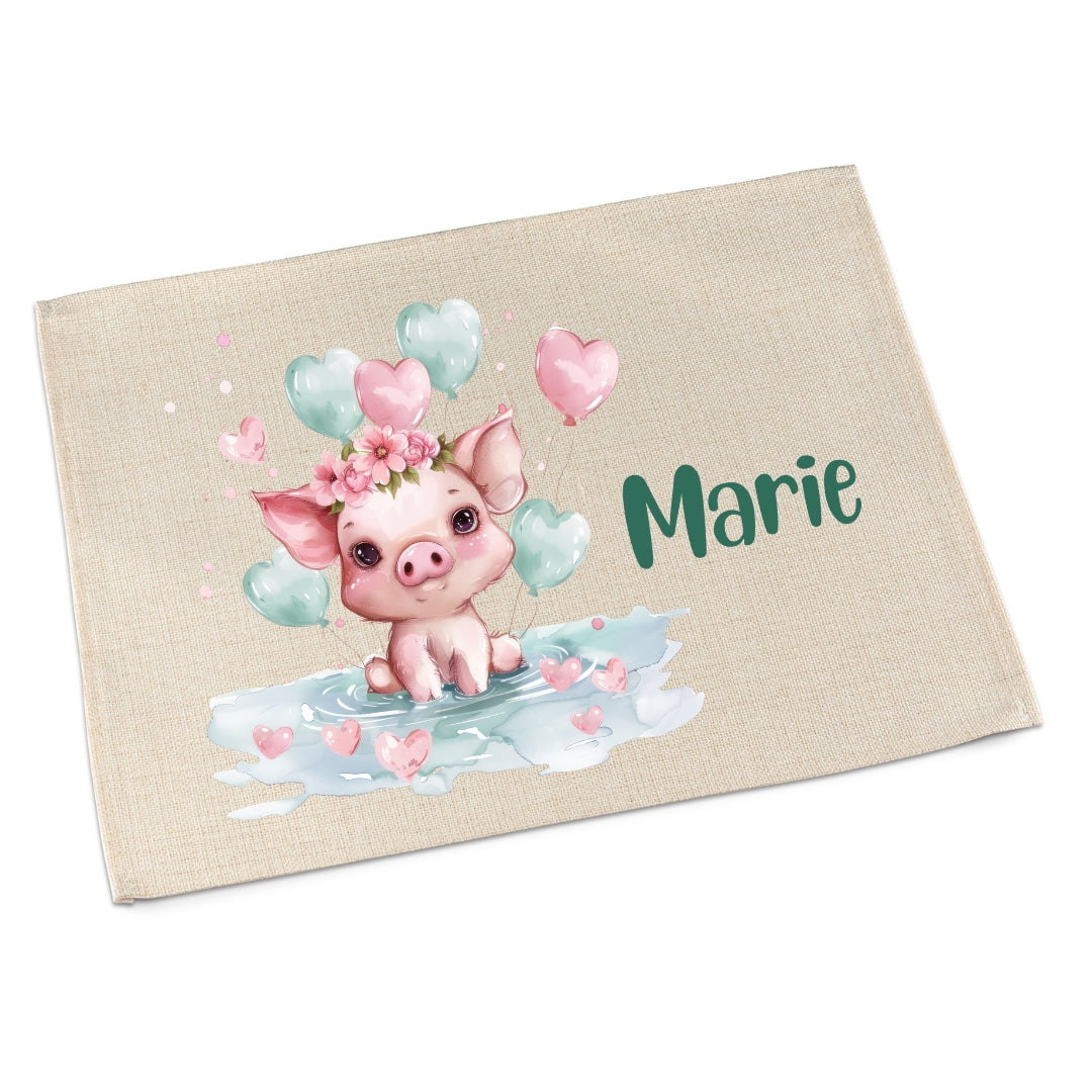 Personalisierbares Platzdeckchen Kinder – Koala, Katze & Schildkröte, waschbar