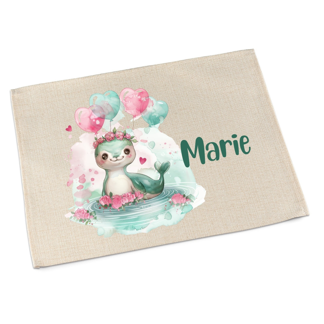 Personalisierbares Platzdeckchen Kinder – Koala, Katze & Schildkröte, waschbar