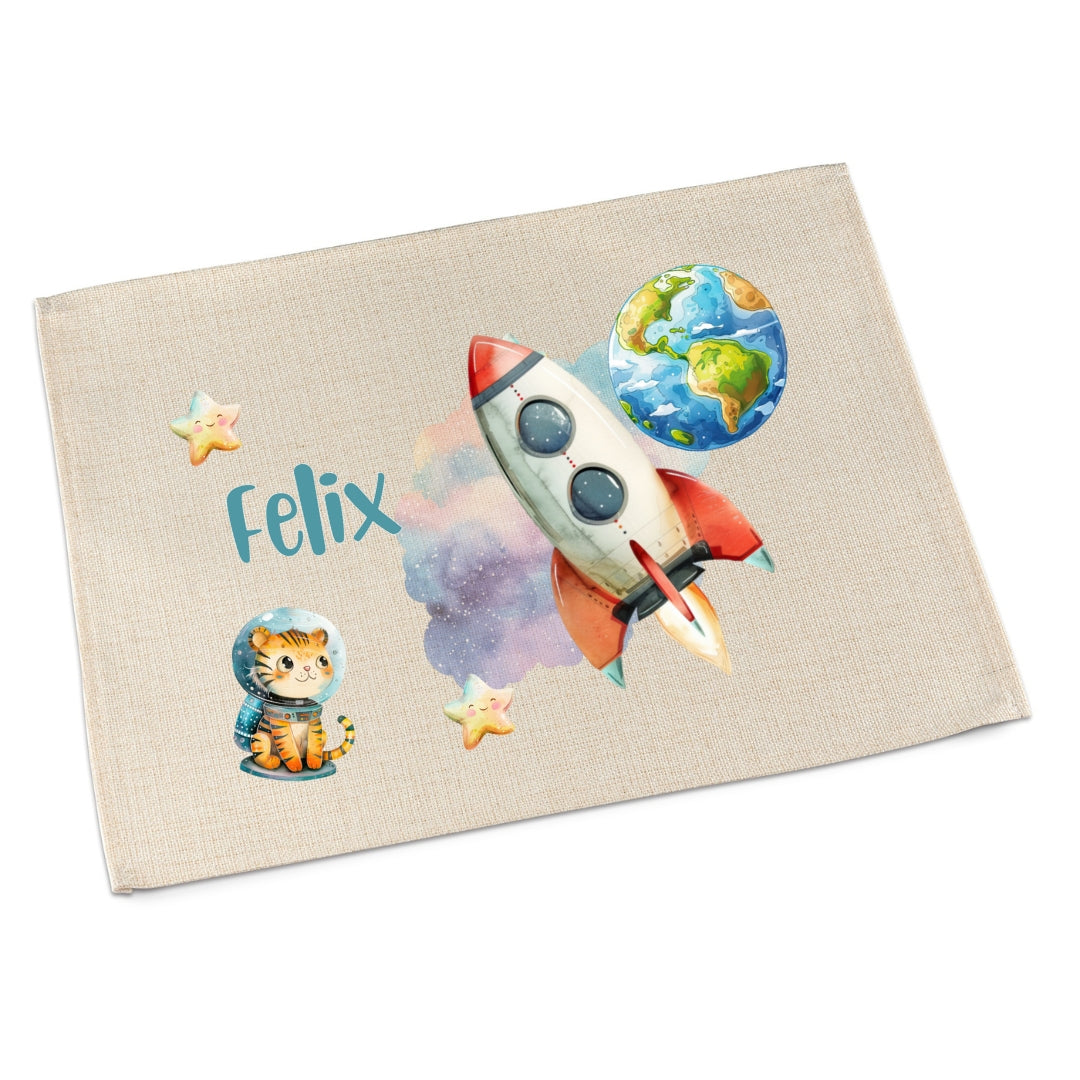 Tischset Weltall personalisiert – Platzdeckchen waschbar Kinder