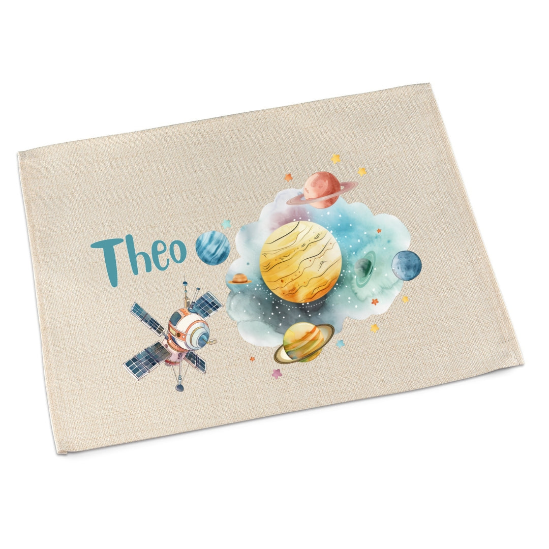 Tischset Weltall personalisiert – Platzdeckchen waschbar Kinder