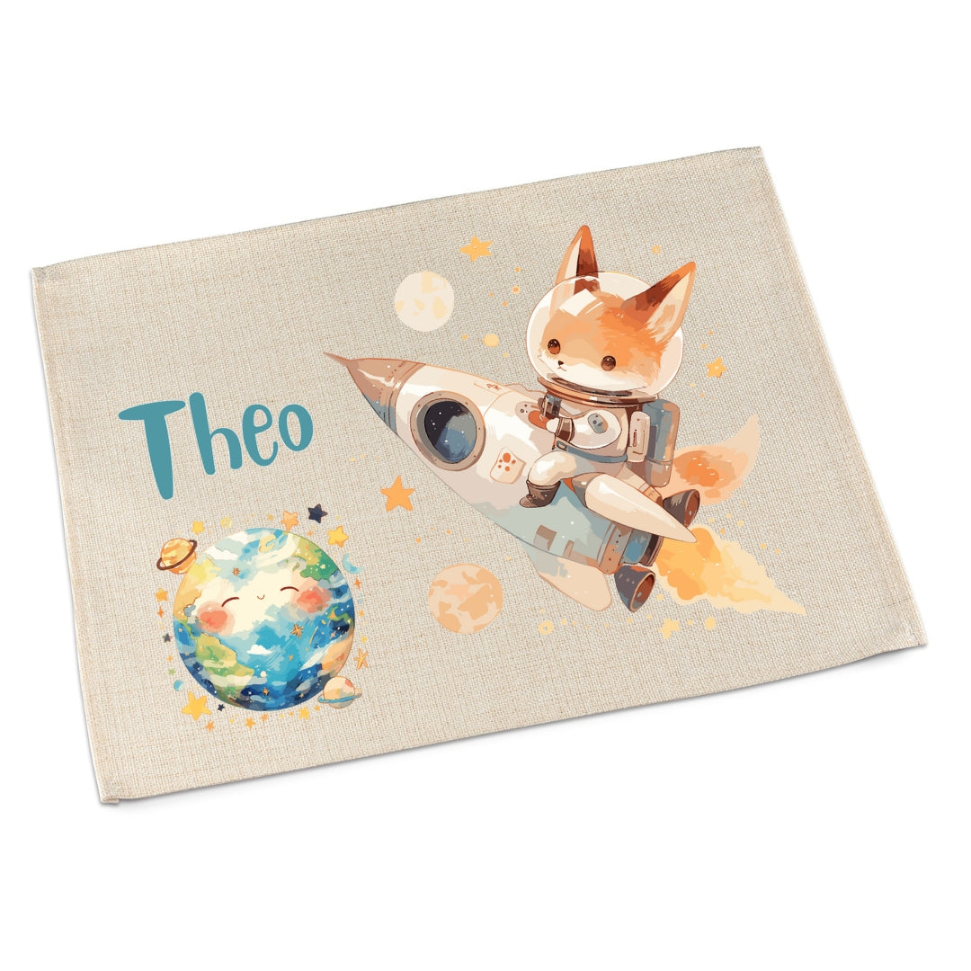 Tischset Weltall personalisiert – Platzdeckchen waschbar Kinder