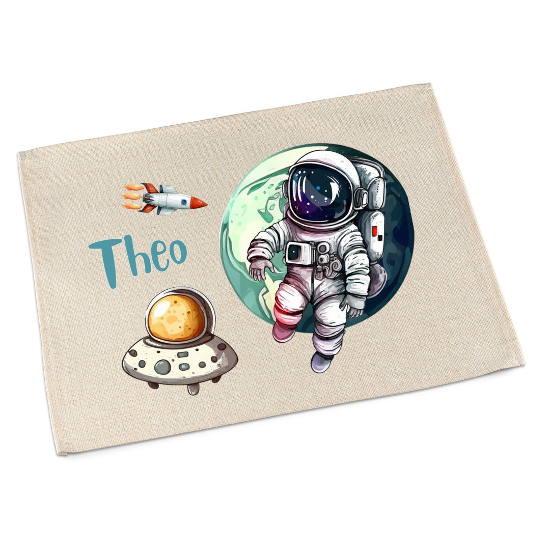 Tischset Weltall personalisiert – Platzdeckchen waschbar Kinder