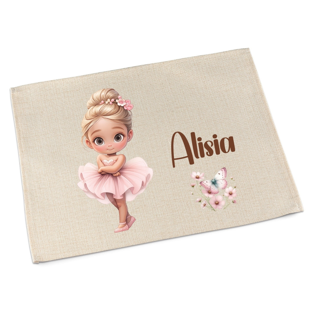 Tischset Ballerina – personalisiertes Platzdeckchen Kinder abwaschbar & waschbar