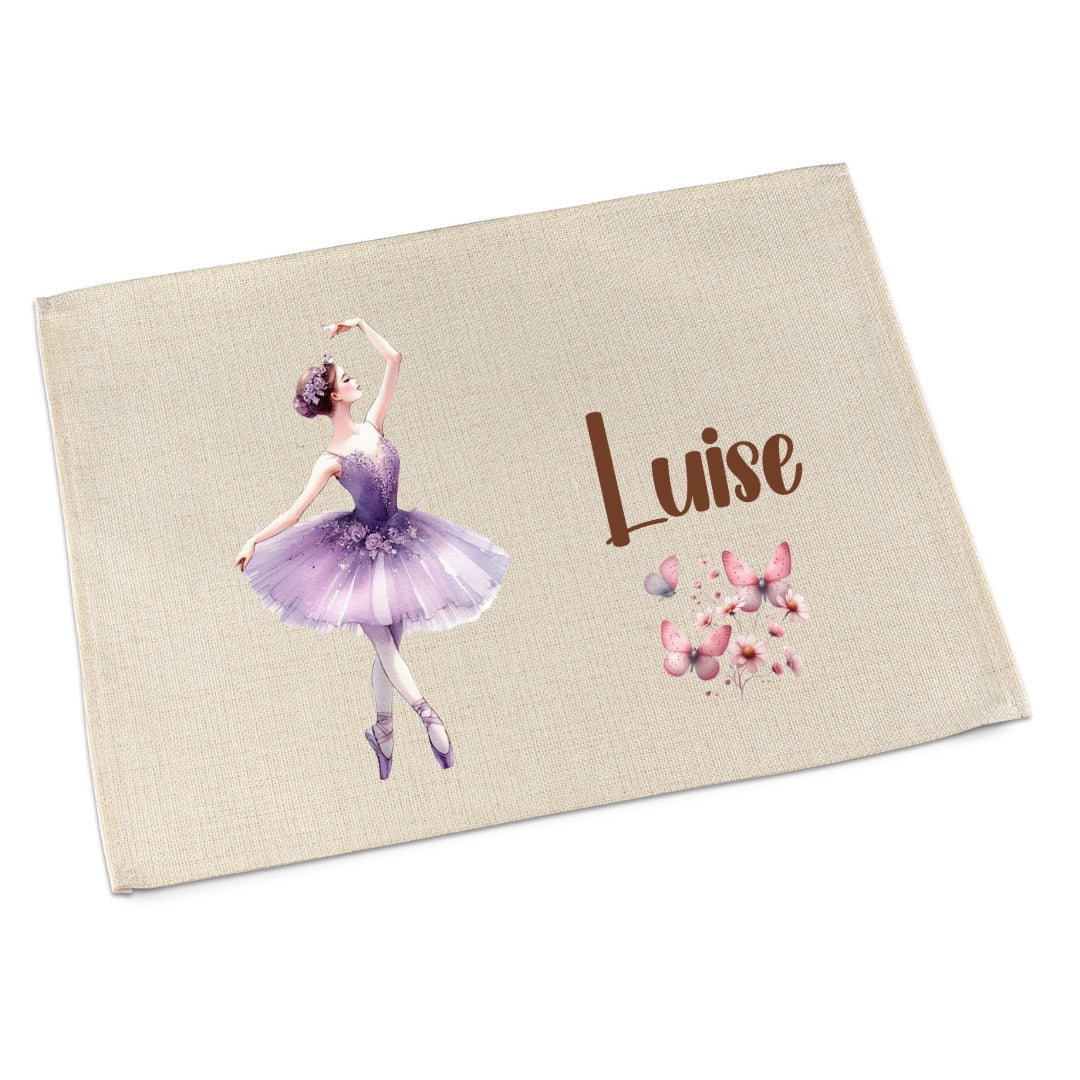 Tischset Ballerina – personalisiertes Platzdeckchen Kinder abwaschbar & waschbar
