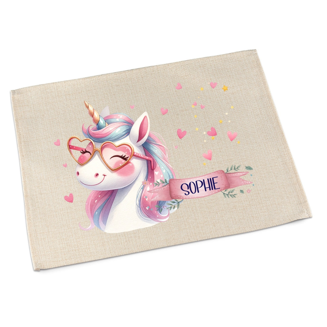 Platzdeckchen Einhorn personalisiert – abwaschbar & waschbar für Kinder