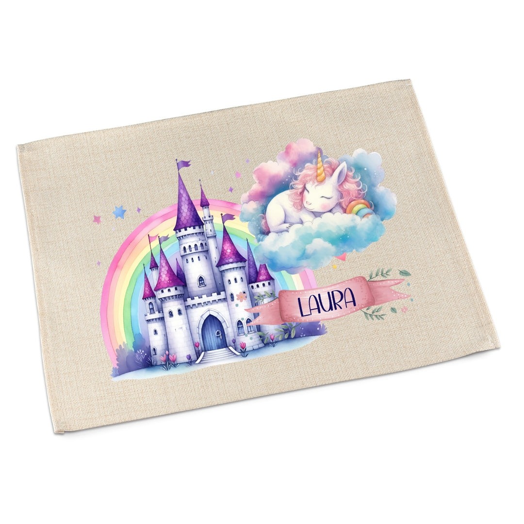Platzdeckchen Einhorn personalisiert – abwaschbar & waschbar für Kinder