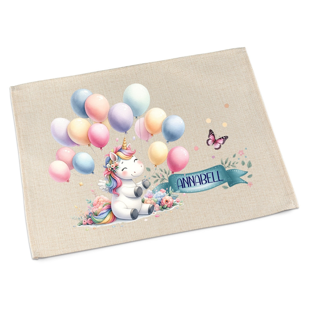 Platzdeckchen Einhorn personalisiert – abwaschbar & waschbar für Kinder