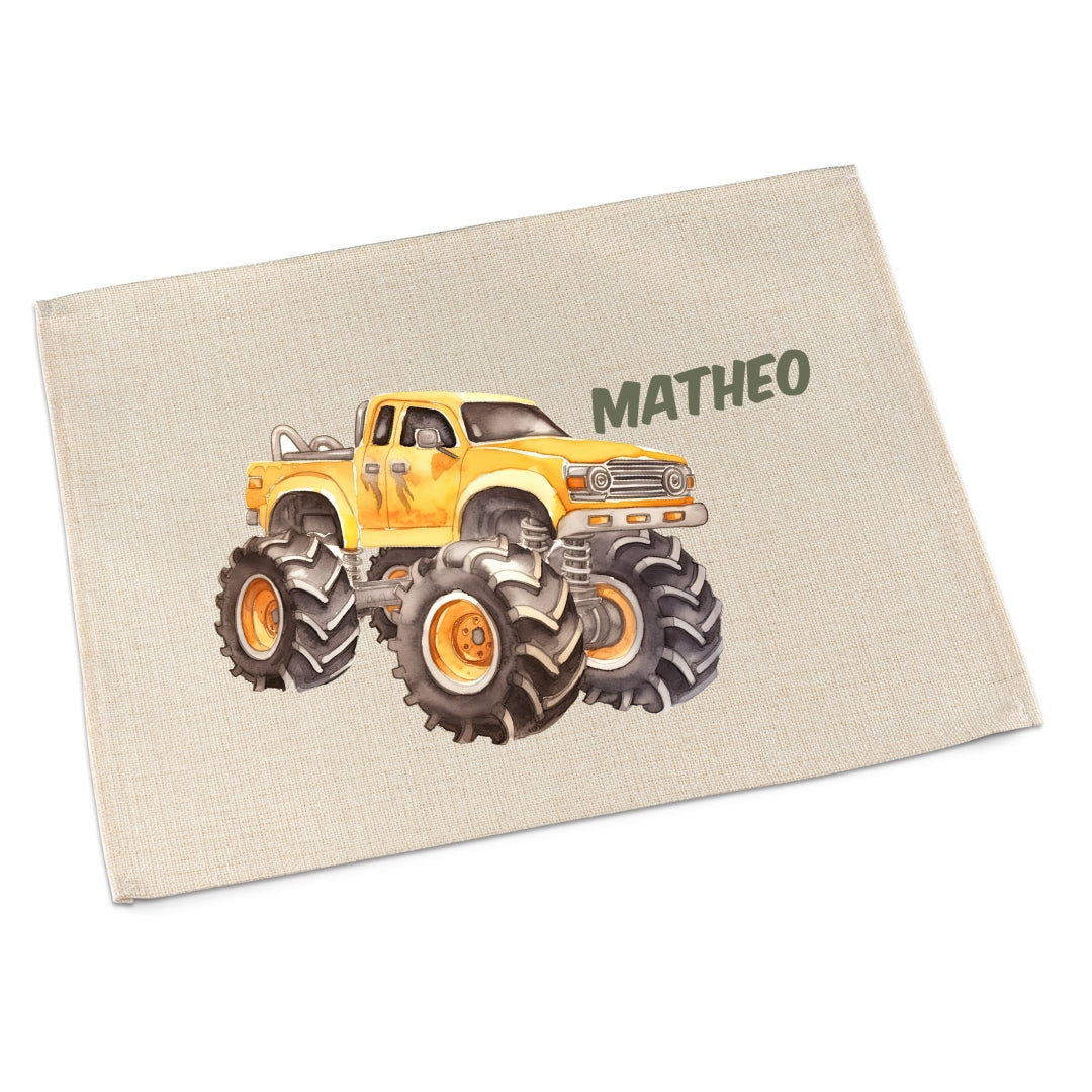 Tischset Auto – personalisiertes Platzdeckchen Kinder abwaschbar & waschbar