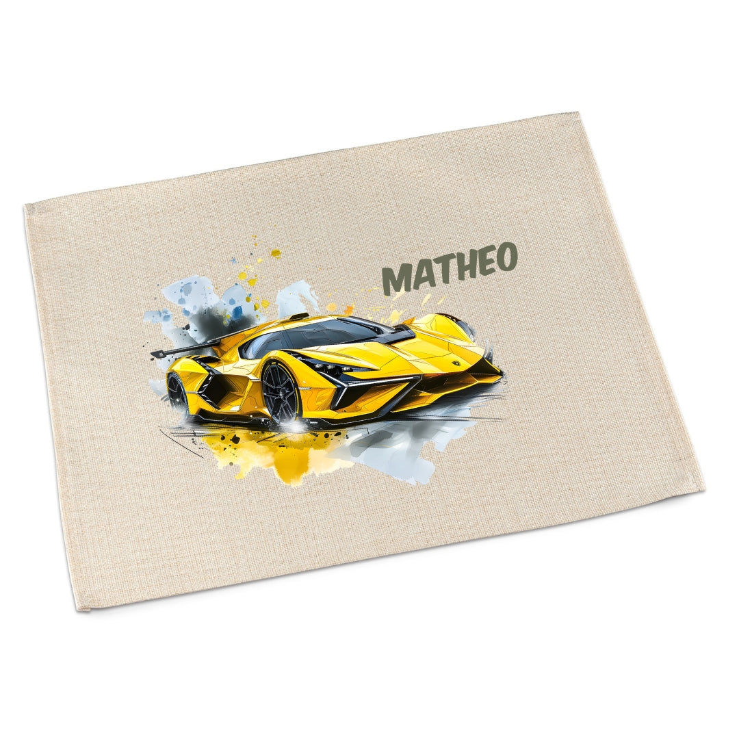 Tischset Auto – personalisiertes Platzdeckchen Kinder abwaschbar & waschbar