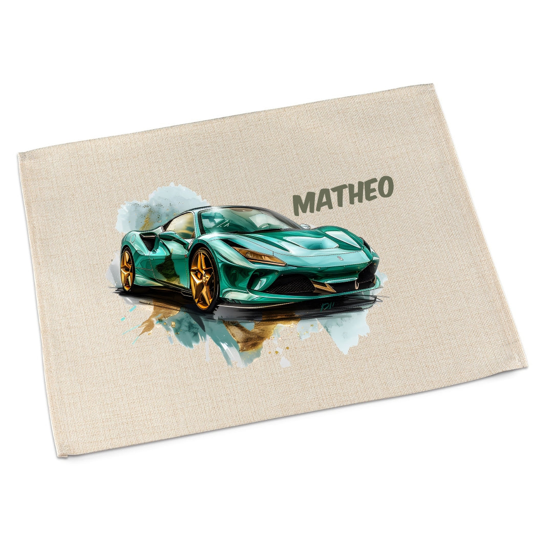 Tischset Auto – personalisiertes Platzdeckchen Kinder abwaschbar & waschbar
