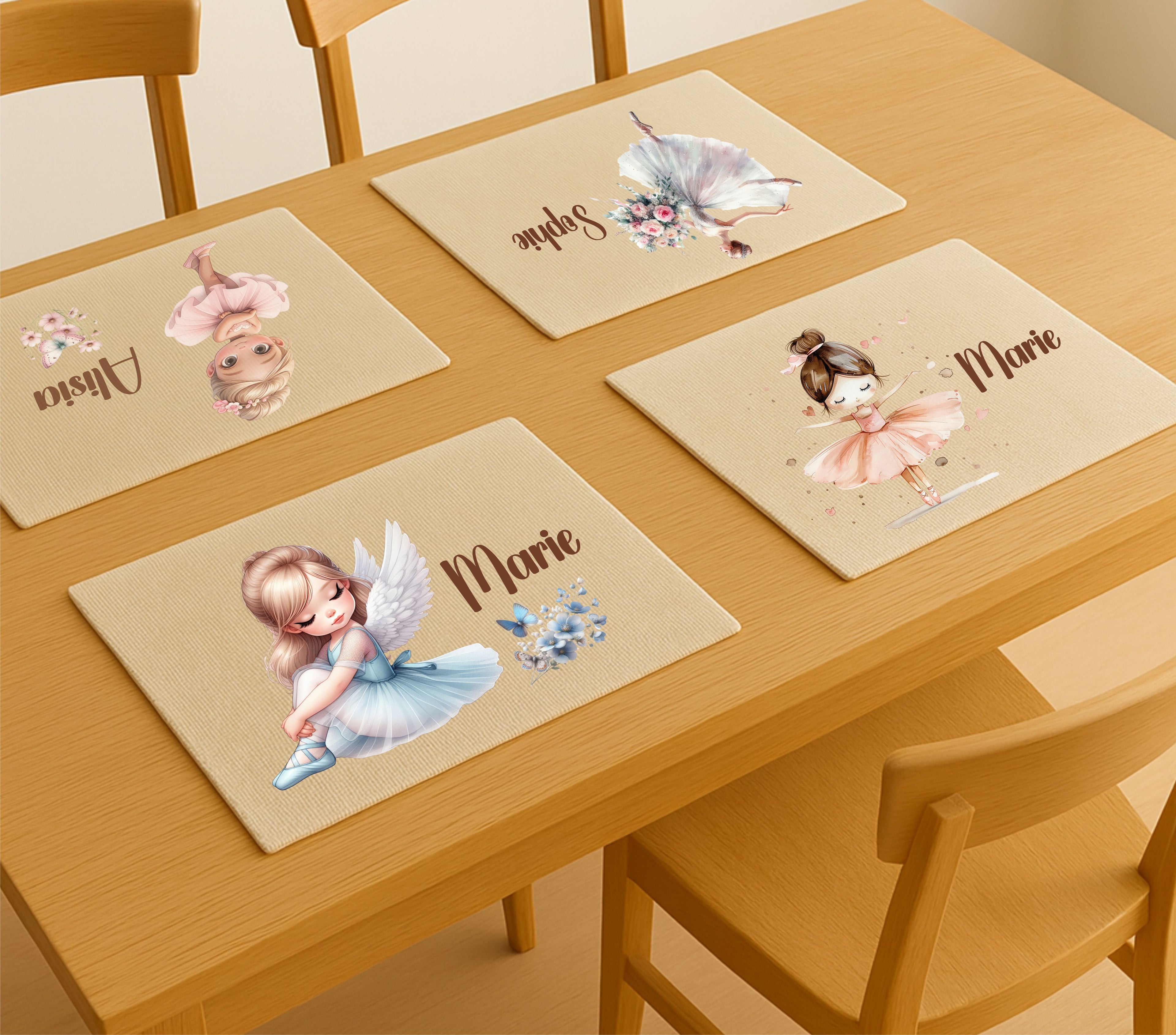 Tischset Ballerina – personalisiertes Platzdeckchen Kinder abwaschbar & waschbar