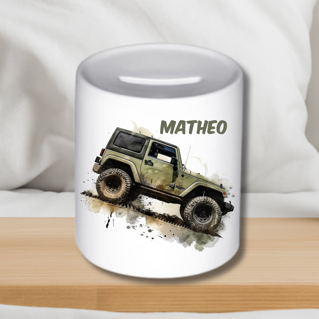 Spardose Auto für Kinder – Personalisierte Keramik-Spardose