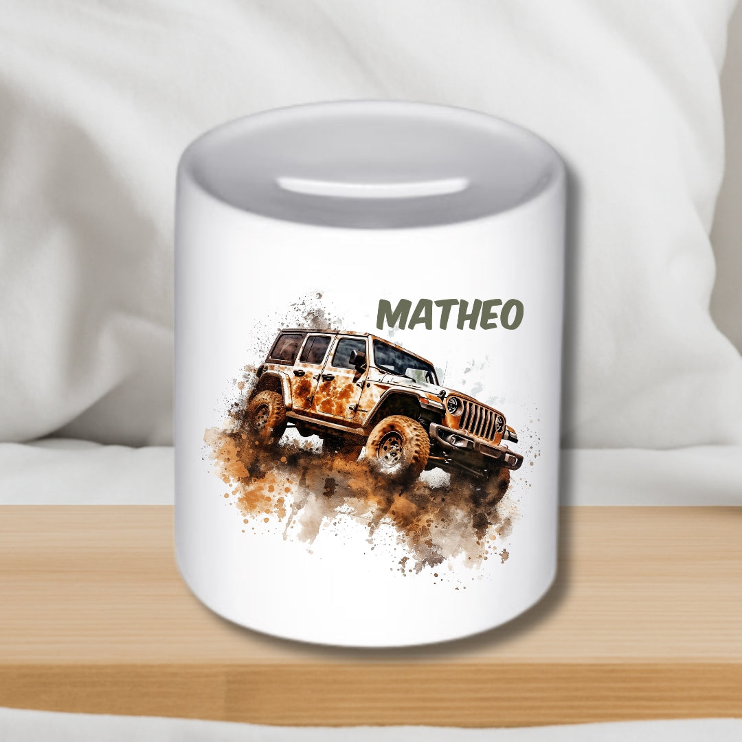 Spardose Auto für Kinder – Personalisierte Keramik-Spardose