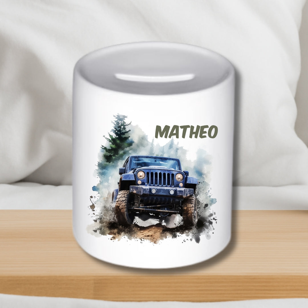 Spardose Auto für Kinder – Personalisierte Keramik-Spardose