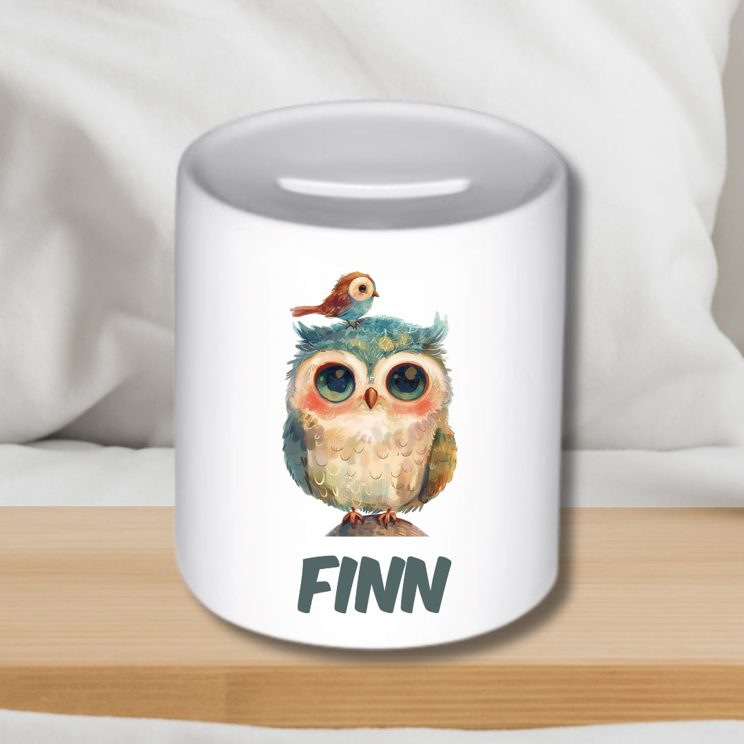 Bunte Tier-Spardose für Kinder – Personalisierte Keramik Spardose